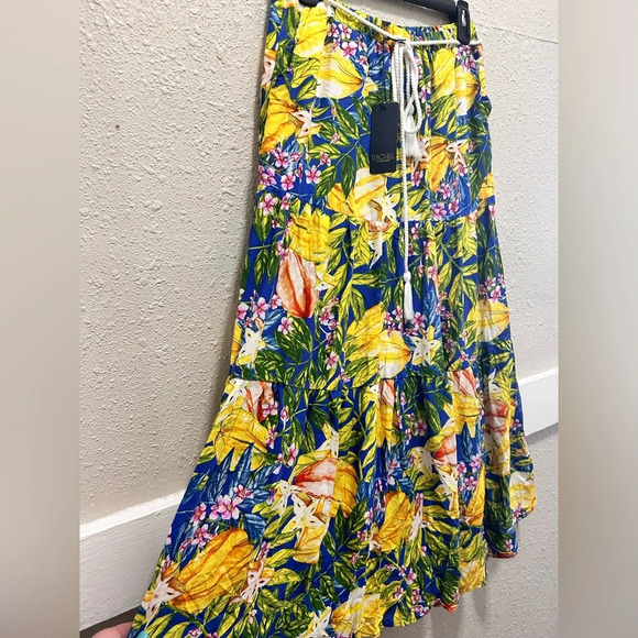RACHEL Rachel Roy Starfruit Floral Print Tiered Maxi Skirt with Rope Belt NWT S - Picture 2 of 6